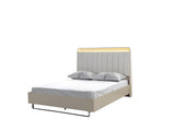 bedroom view of Hailey Cream High Gloss Lacquer 4-Piece Queen Bedroom Set bed