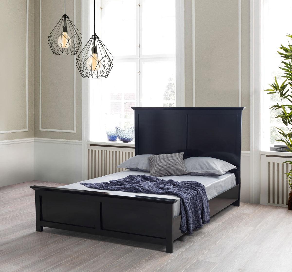 bedroom view of Natalie Black 4-Piece Queen Bedroom Set bed