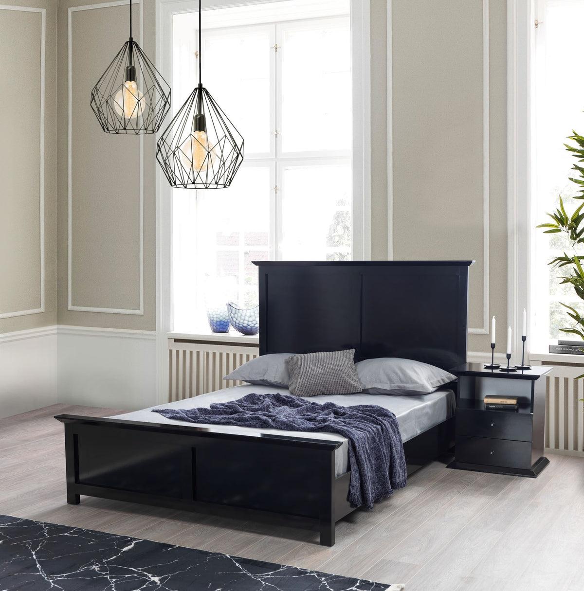 side view of Natalie Black 4-Piece Queen Bedroom Set bed