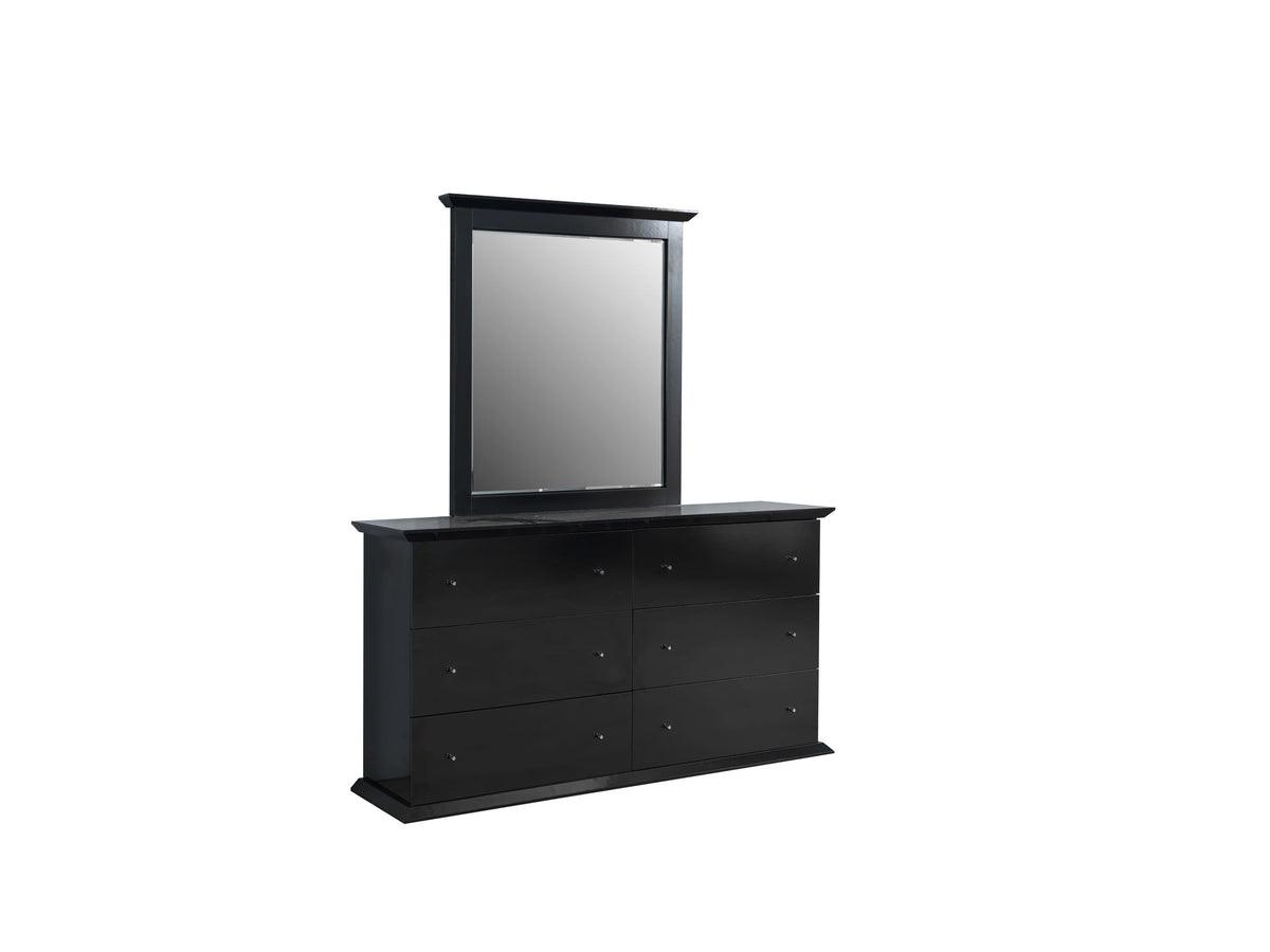 bedroom view of Natalie Black 4-Piece Queen Bedroom Set bed