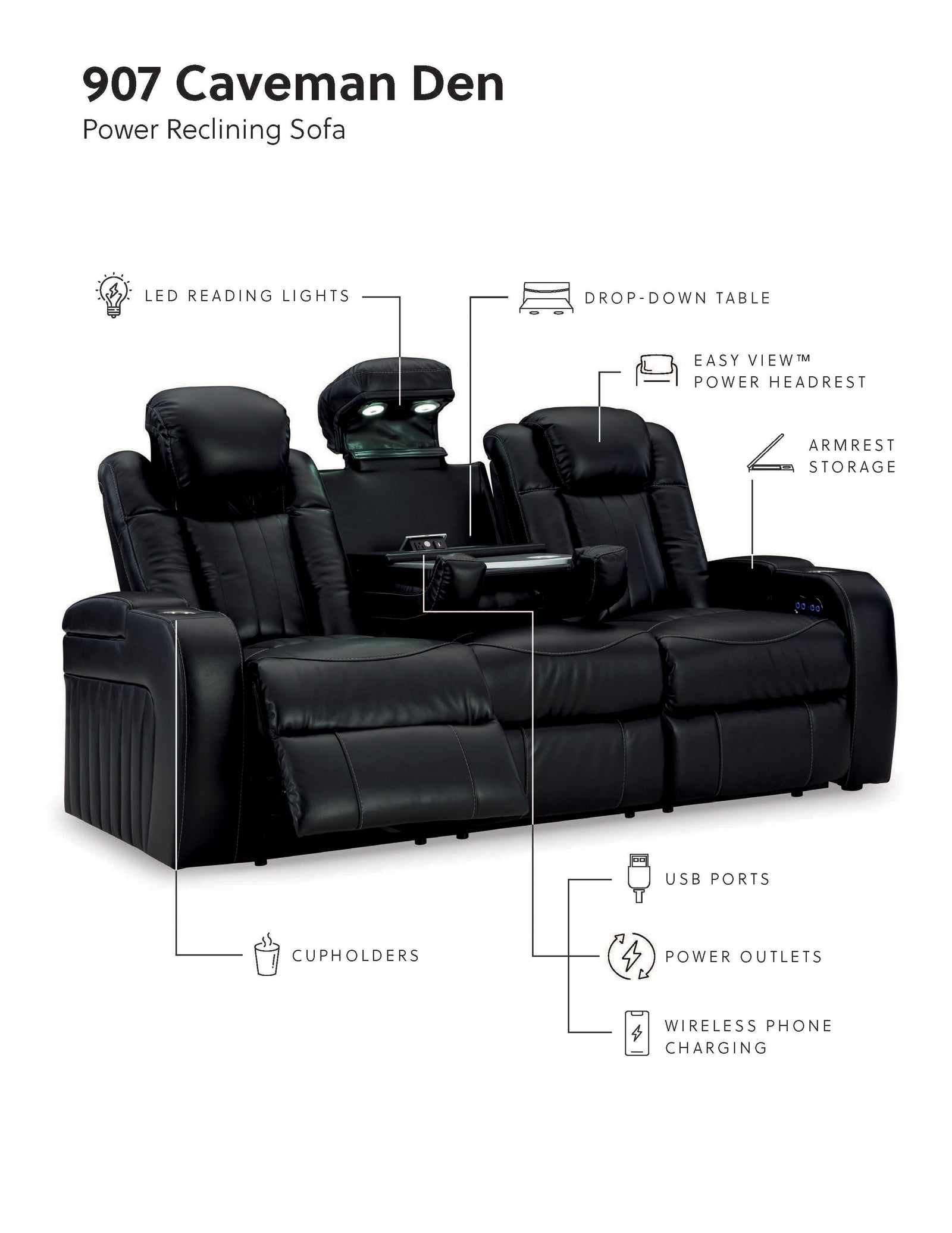 Caveman Midnight Den Sofa and Loveseat