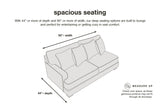Diagram showing dimensions of Gardiner Sofa Chaise