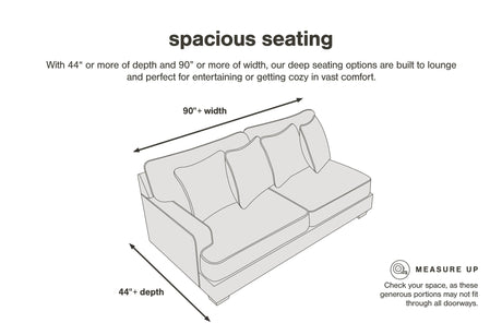 Diagram showing dimensions of Gardiner Sofa Chaise