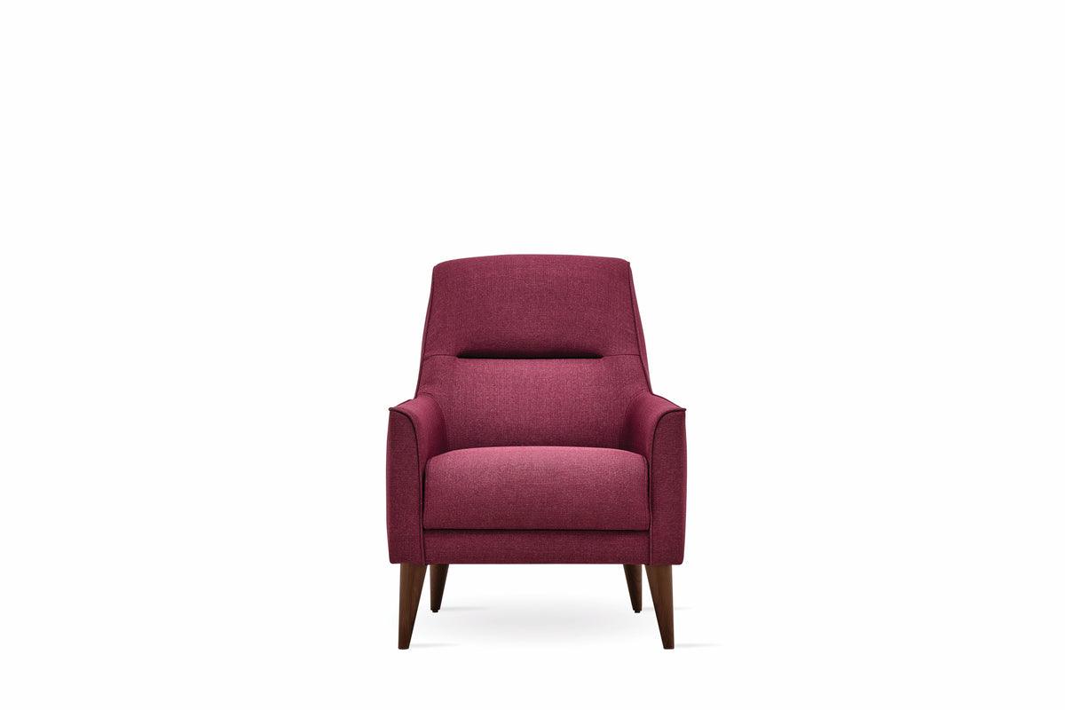Alto Dark Pink Upholstered Armchair close-up of armrest and fabric texture