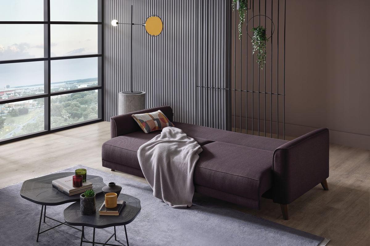 Alto Brown sofa bed partially folded out