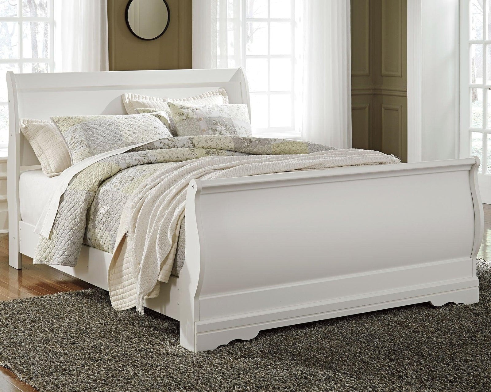 Anarasia White Queen Sleigh Bed - Ella Furniture