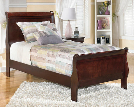 Alisdair Dark Brown Twin Sleigh Bed side angle