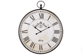 Full view of Augustina Antique Black Wall Clock hanging on wall