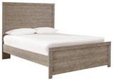 Side angle of Culverbach gray full panel bed frame