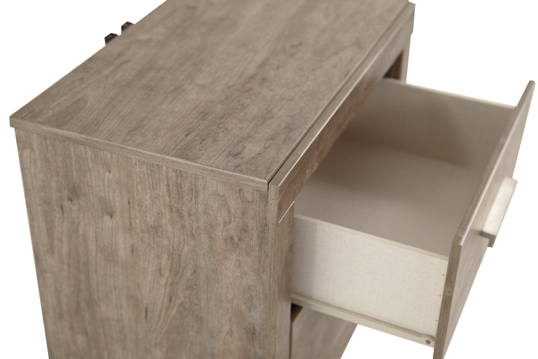 Culverbach Gray Nightstand assembled in bedroom setting