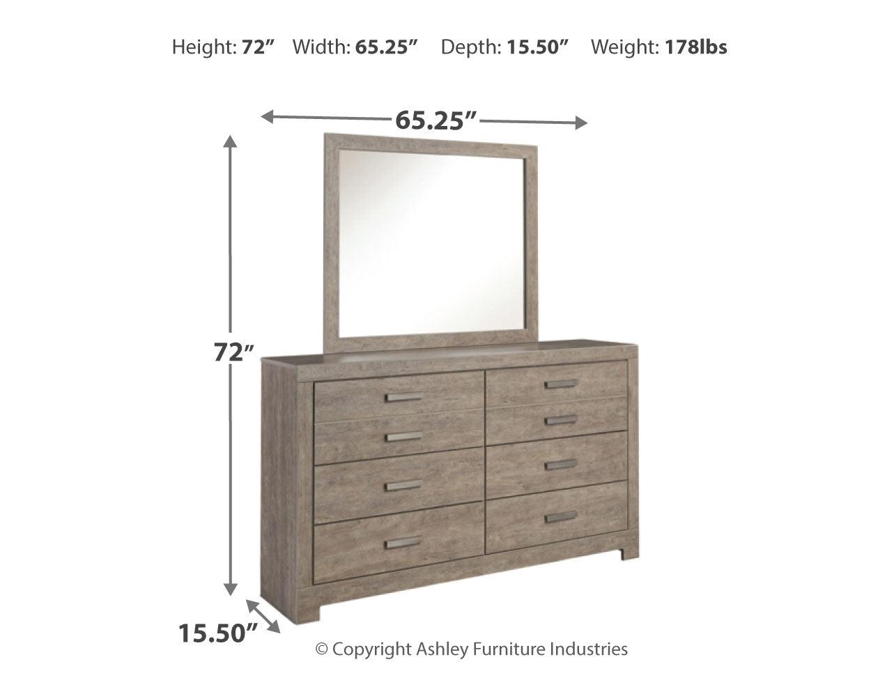 Measurement diagram of Culverbach dresser and mirror