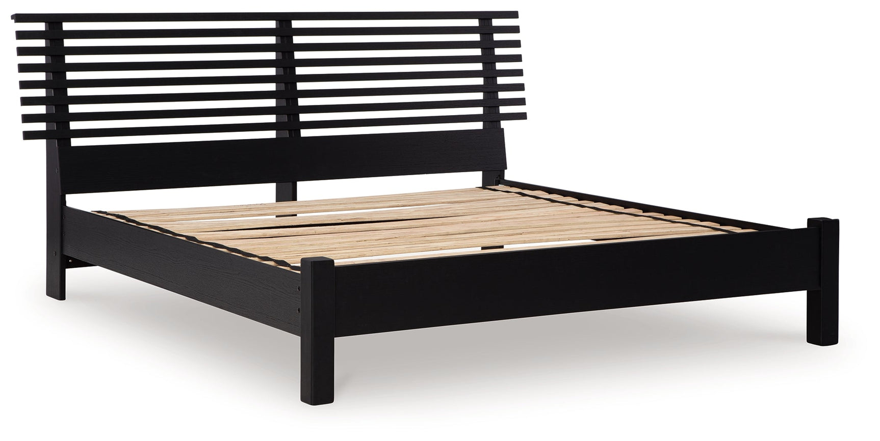 Danziar Black Queen Slat Panel Bed head-on view