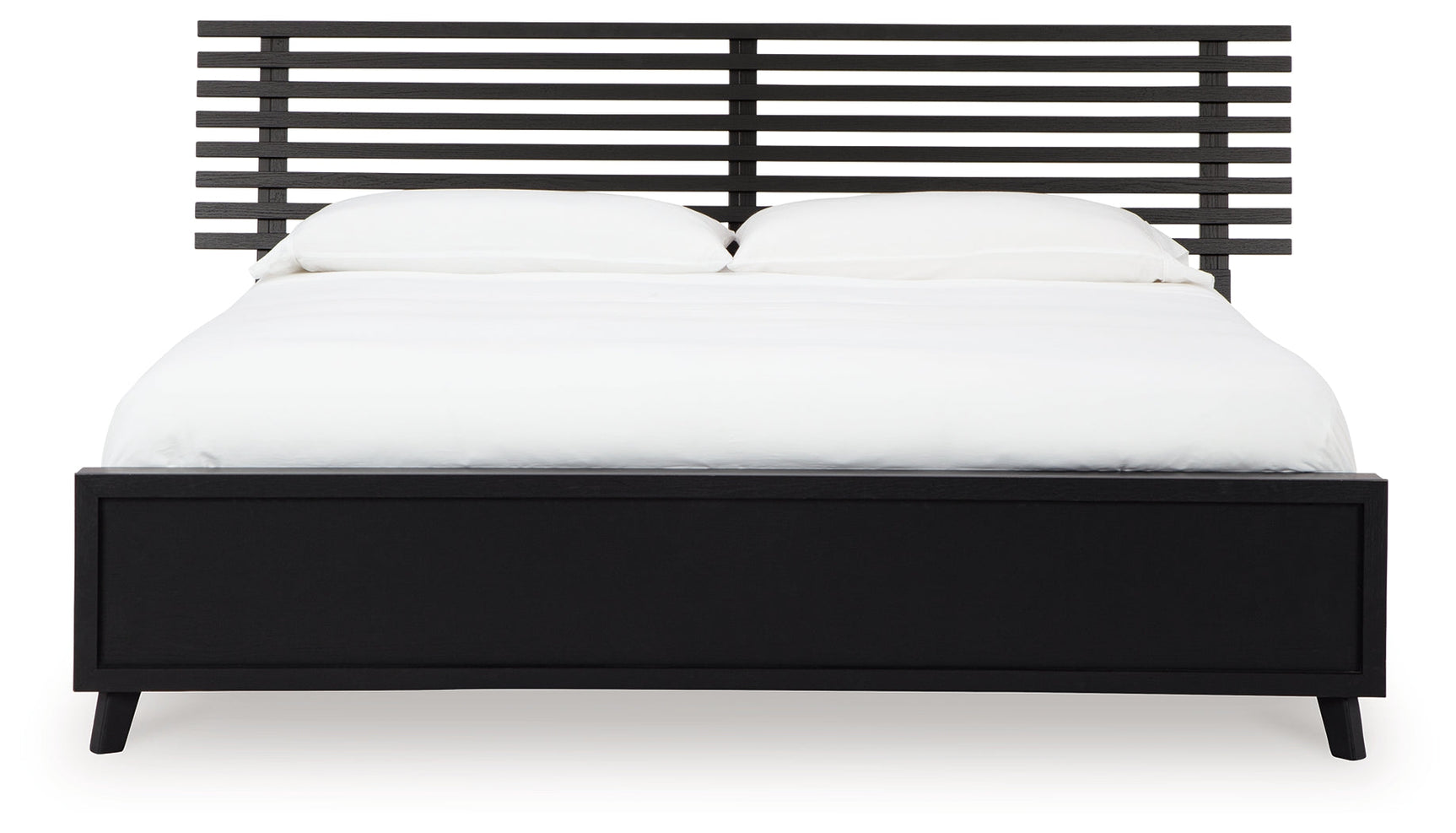 Danziar Black Queen Slat Panel Bed side profile showing slat structure