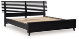 Danziar Black Queen Slat Panel Bed close-up of headboard slat design