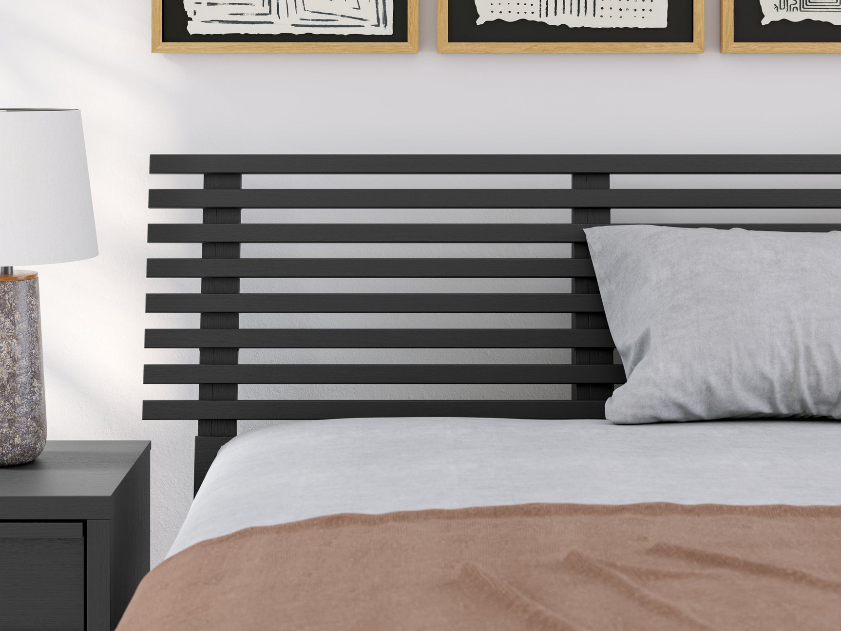 Danziar Matte Black Full Slat Panel Bed front view
