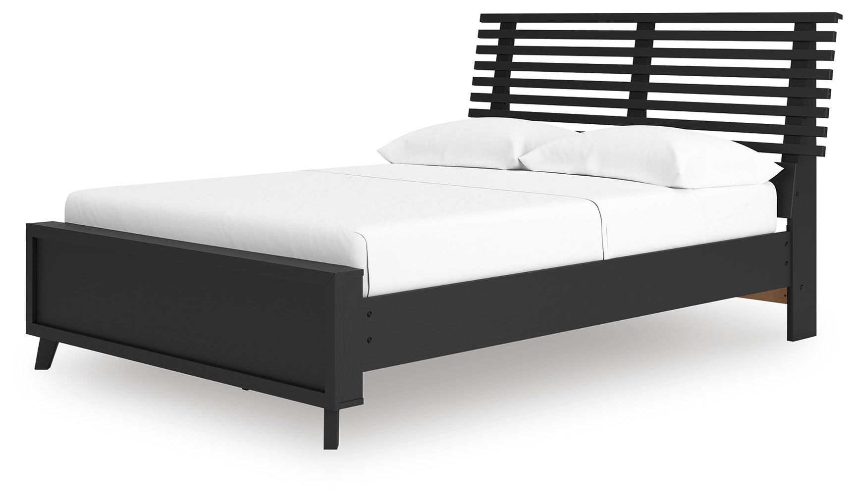 Danziar Matte Black Full Slat Panel Bed side profile