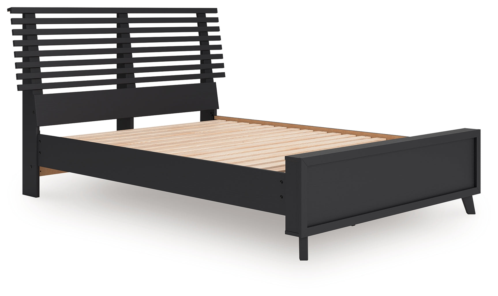 Danziar Matte Black Full Slat Panel Bed headboard close-up