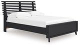 Danziar Matte Black Full Slat Panel Bed side angle