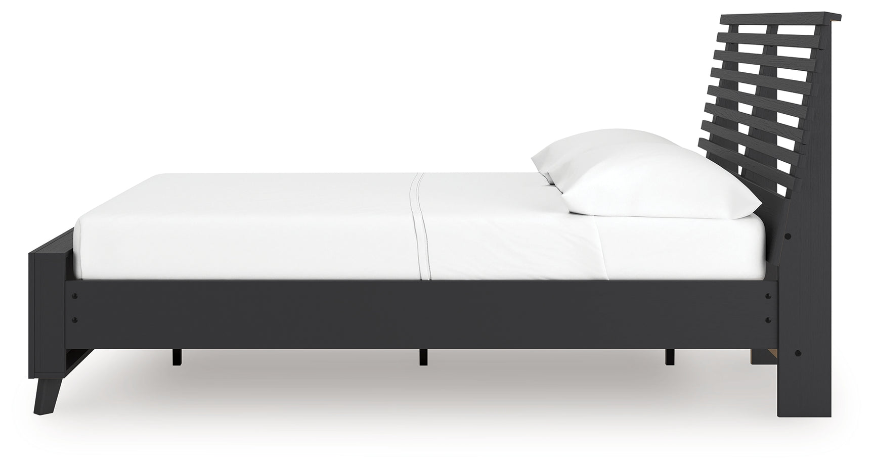 Danziar Matte Black Full Slat Panel Bed headboard texture detail