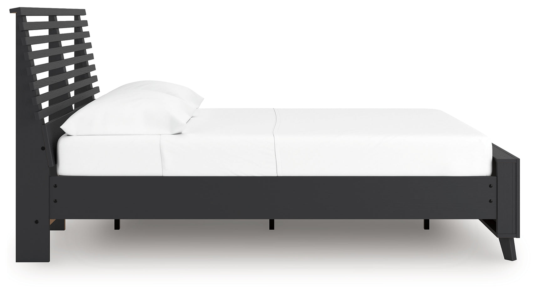 Danziar Matte Black Full Slat Panel Bed back view