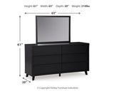 Danziar Black Panel Bedroom Set dimension view