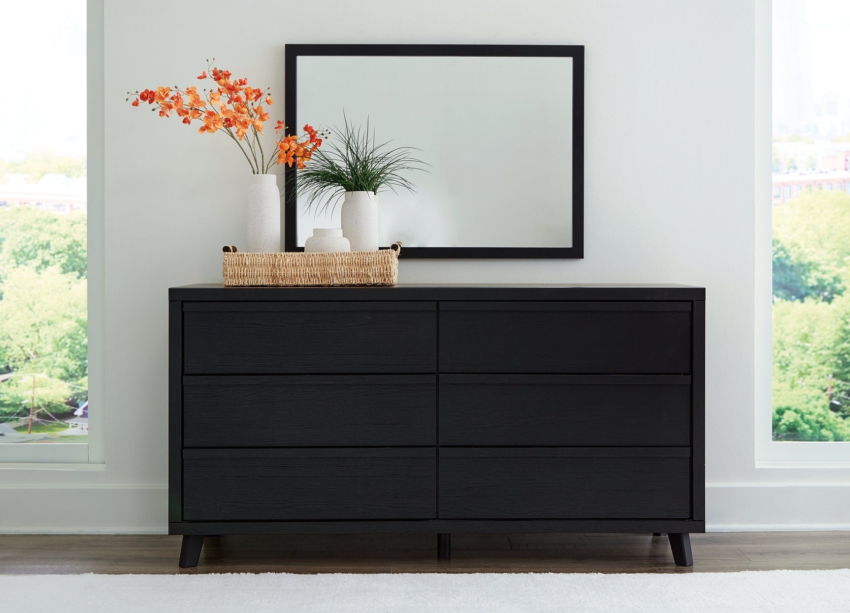 Danziar Black Dresser And Mirror