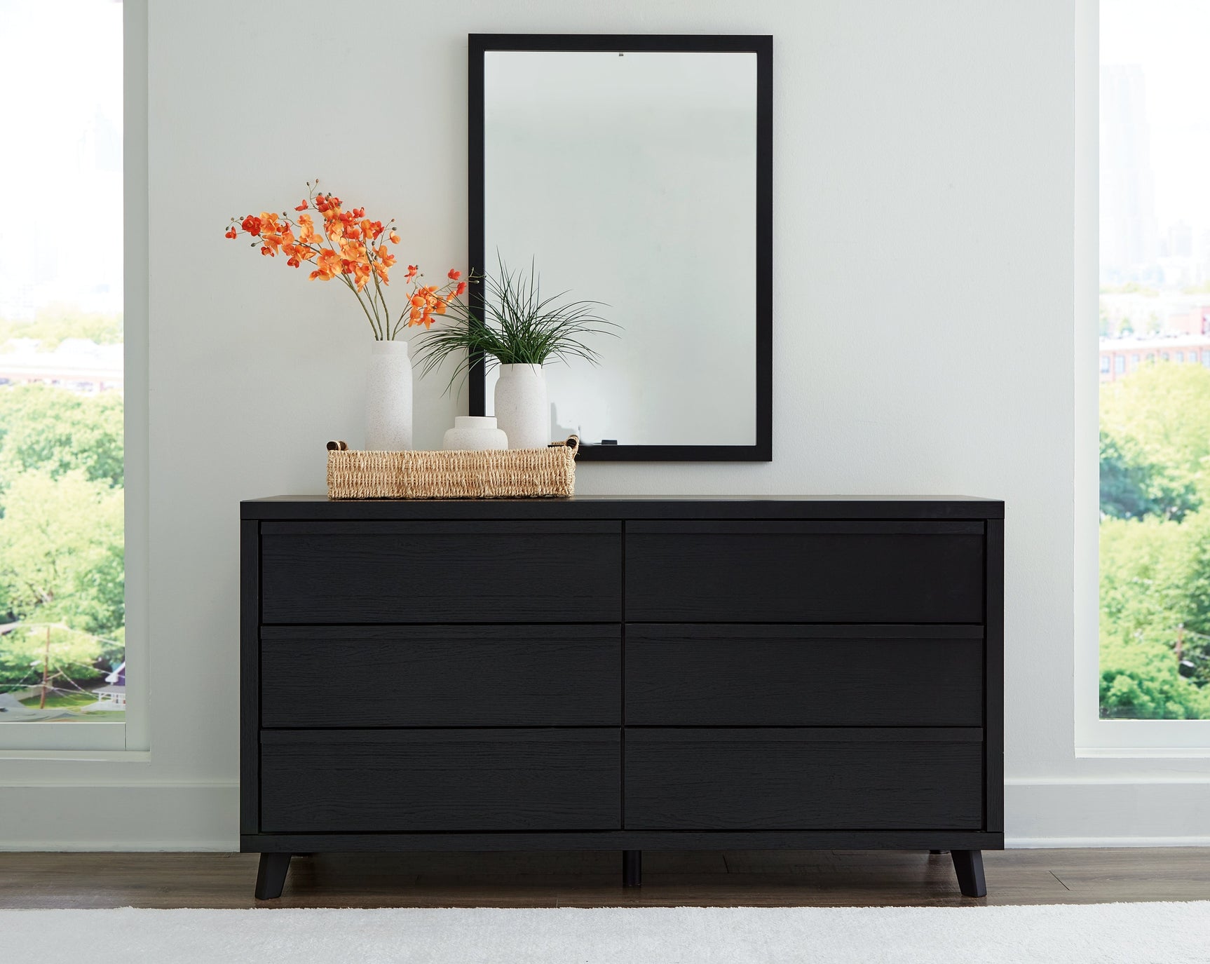 Danziar Black Dresser And Mirror