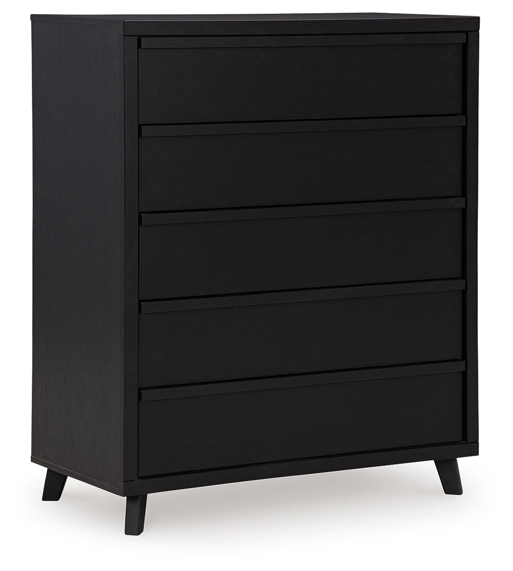 Danziar black wide chest of drawers angled closed