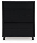 Danziar black wide chest of drawers head on view