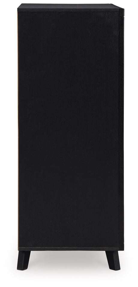 Danziar black wide chest of drawers side view