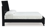 Danziar Black Full Panel Bed side angle with flooring