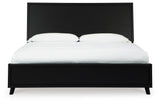 Danziar black queen panel bed close up of headboard