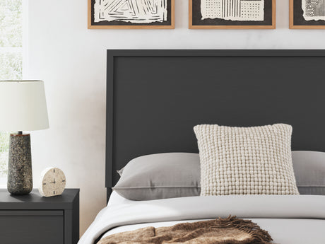 Danziar Black Full Panel Bed headboard texture detail