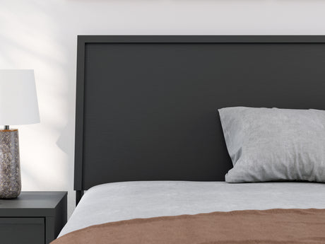 Danziar Black Full Panel Bed headboard front angle