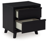 Danziar Nightstand with drawers open showing interior