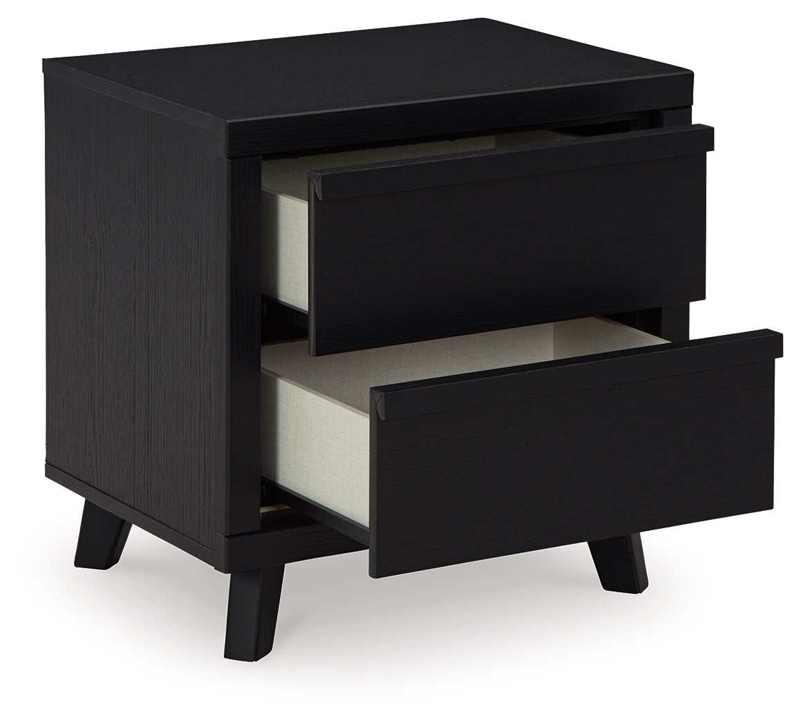 Danziar Nightstand with drawers open showing interior