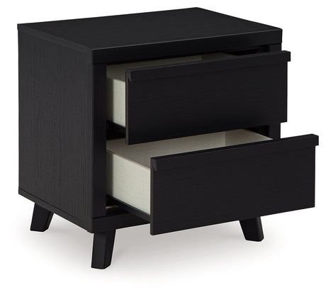 Danziar Nightstand with drawers open showing interior