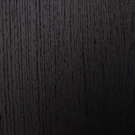 Close up of Danziar Nightstand matte black wood grain finish