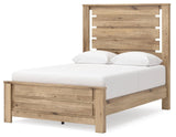 Brozmont Tan Full Panel Platform Bed angled view