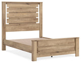 Brozmont Tan Full Panel Platform Bed angled view