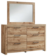 Hyanna Tan Dresser and Mirror closed drawers side angle