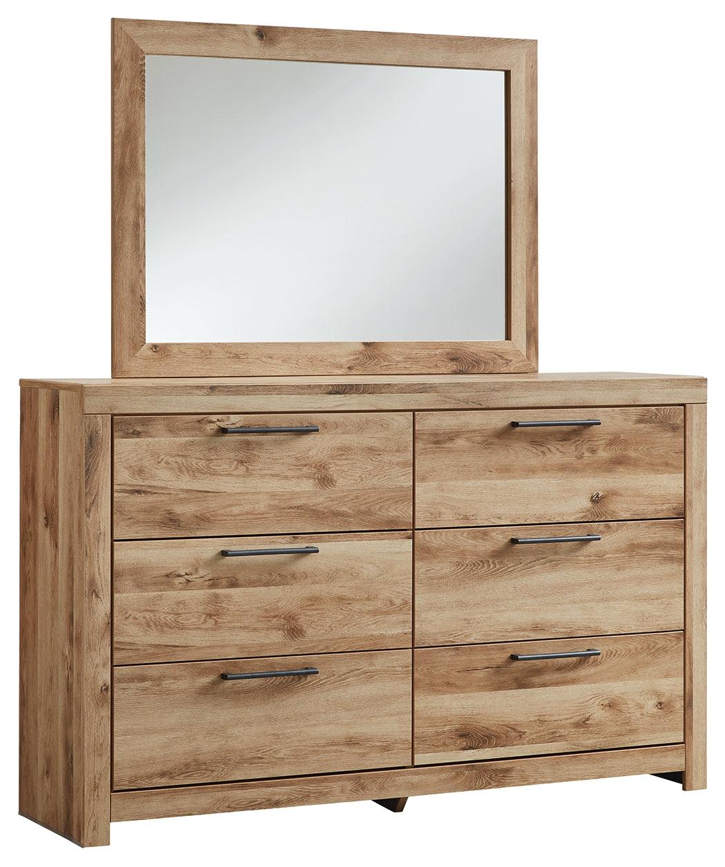 Hyanna Tan Dresser and Mirror closed drawers side angle