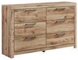 Hyanna Tan Dresser side angle showing drawer handles