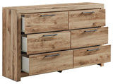 Hyanna Tan Dresser drawers open to show storage space