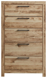 Hyanna Chest of Drawers front view highlighting antiqued gunmetal handles