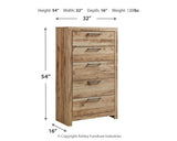 Hyanna Chest of Drawers dimension schematic showing measurements