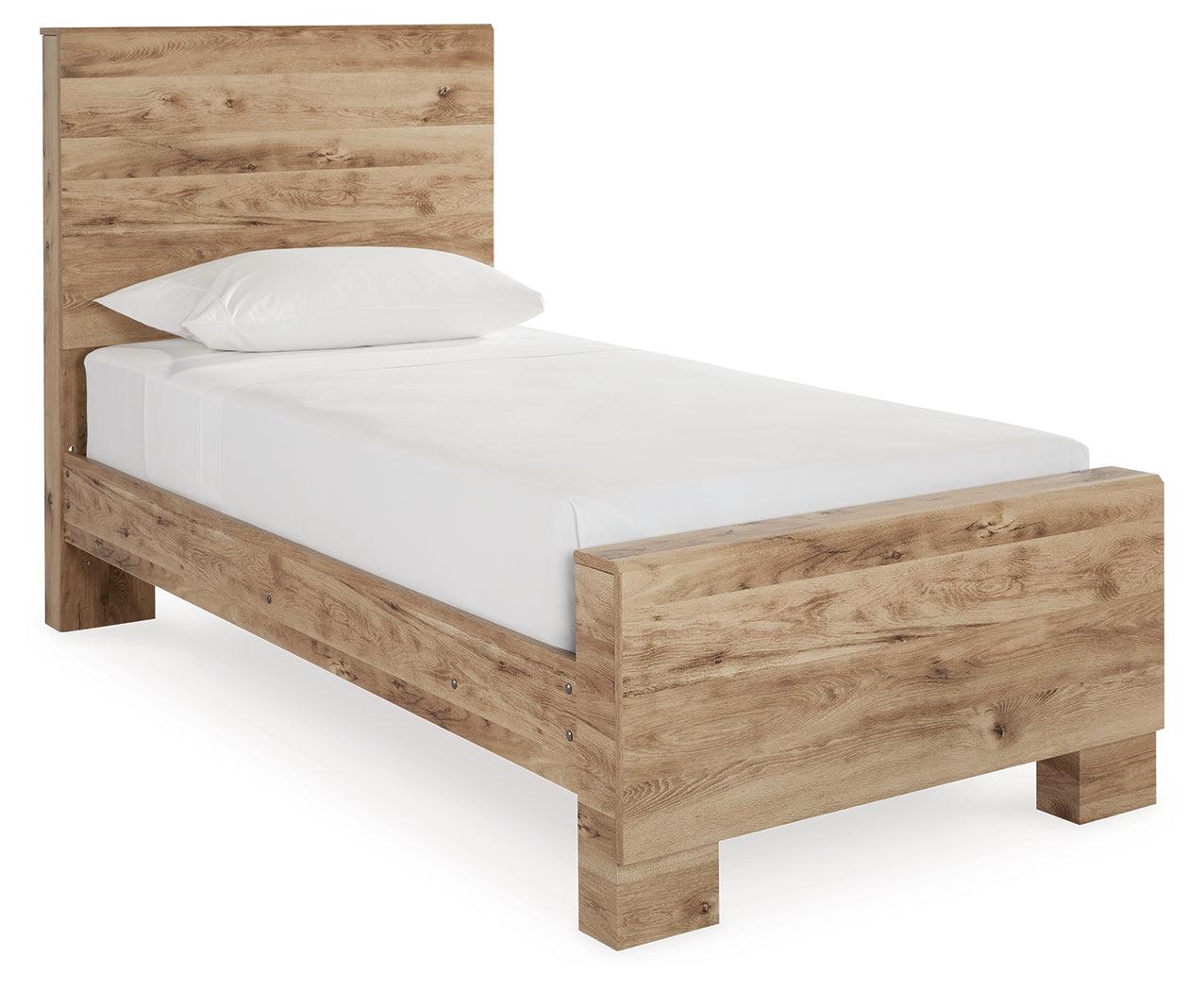 Hyanna Tan Brown Twin Panel Bed side view