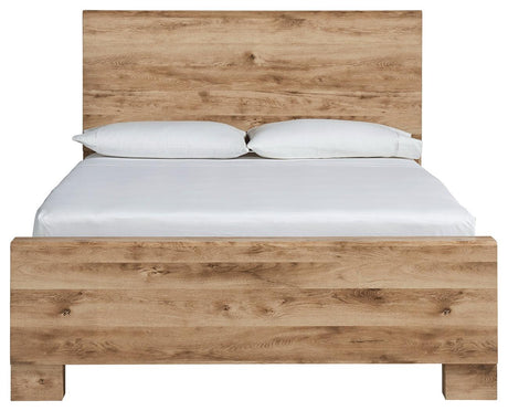 Hyanna Tan King Panel Bed head-on view