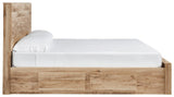 Side view of Hyanna queen storage bed with headboard