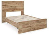 Hyanna Tan Full Panel Storage Bed angled side view